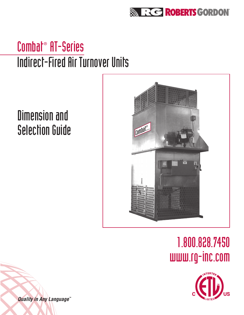 Roberts Gorden Combat AT-236 User Manual | 8 pages