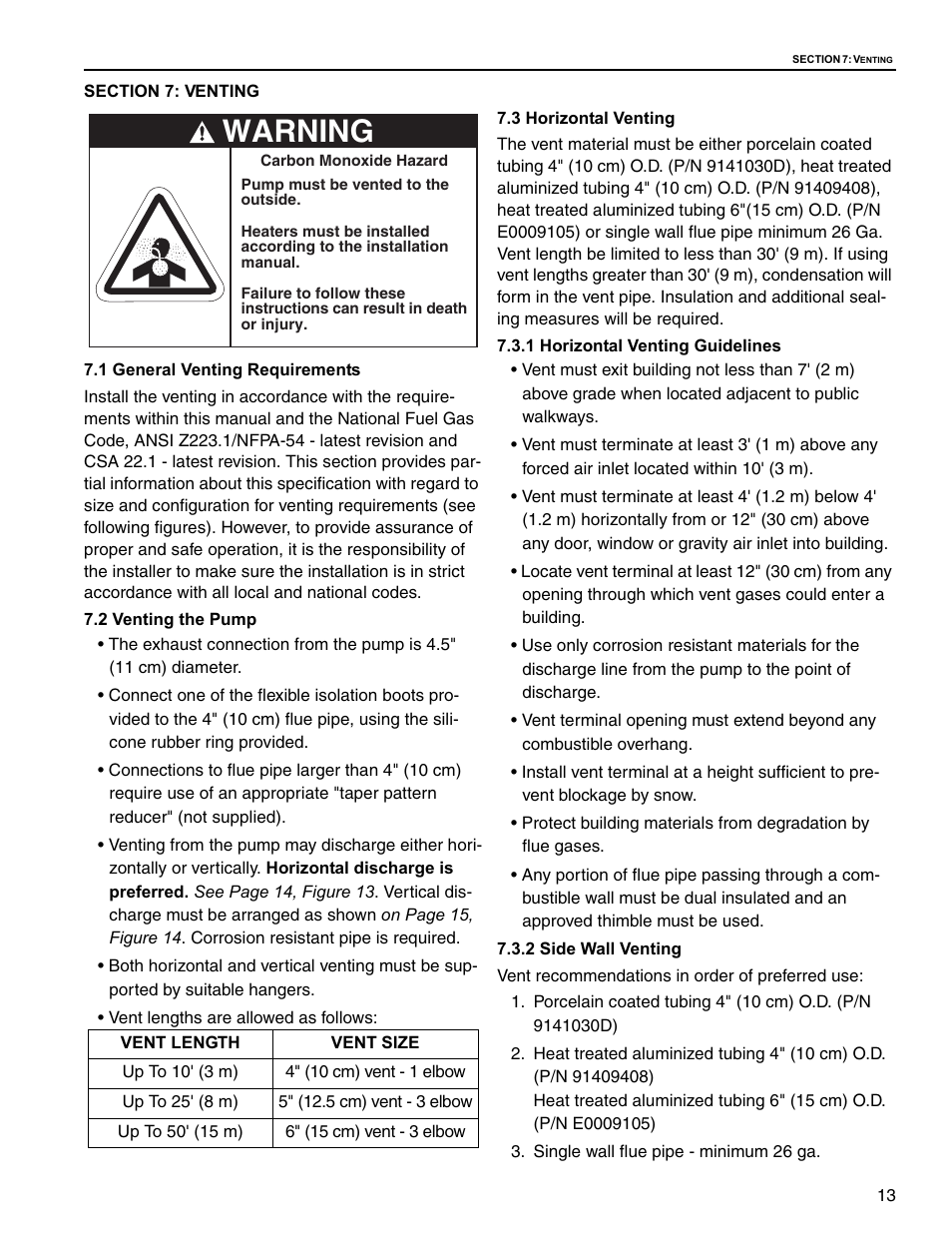 Warning | Roberts Gorden EP 200 Series User Manual | Page 19 / 28