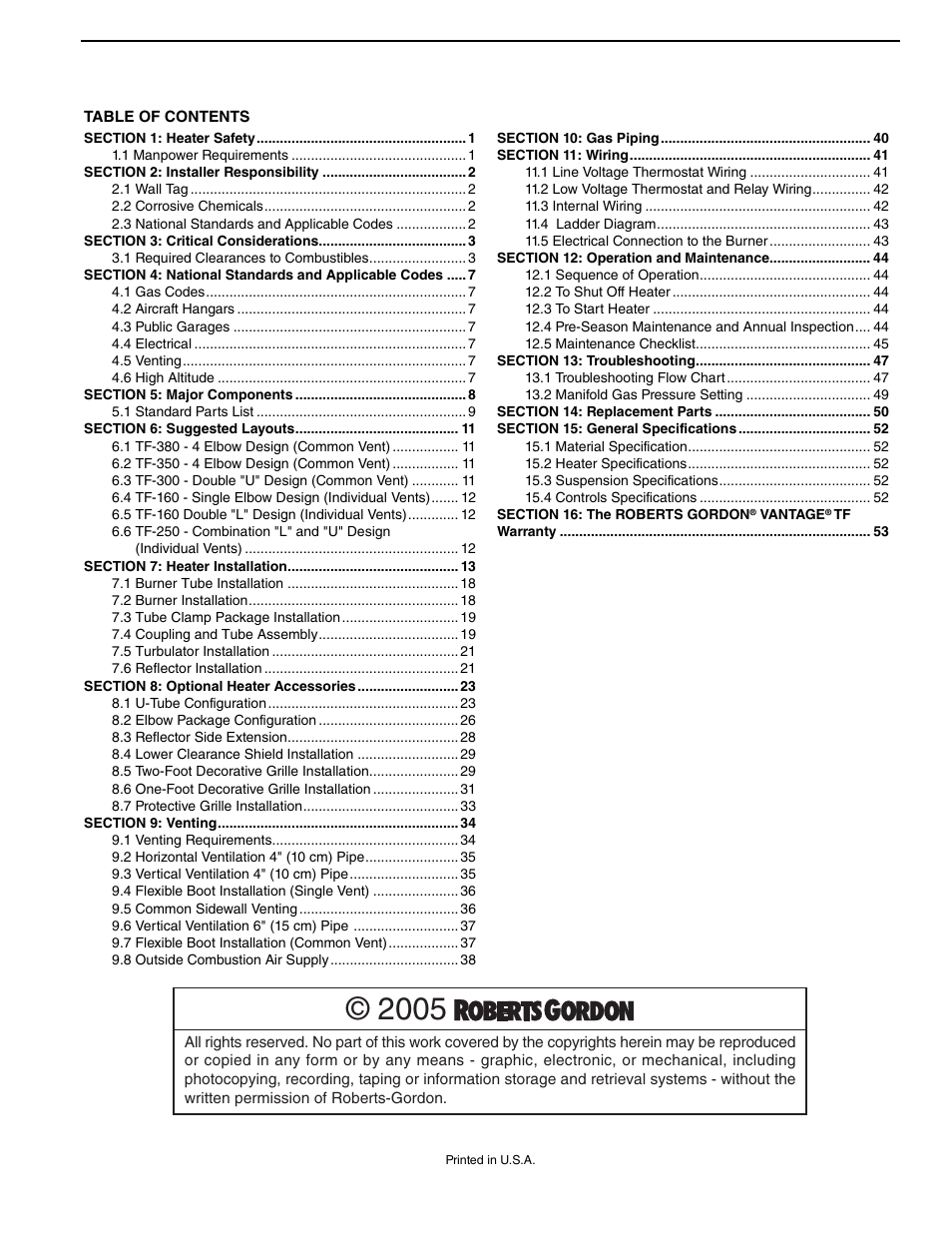 Roberts Gorden Vantage TF TF-160 User Manual | Page 3 / 28