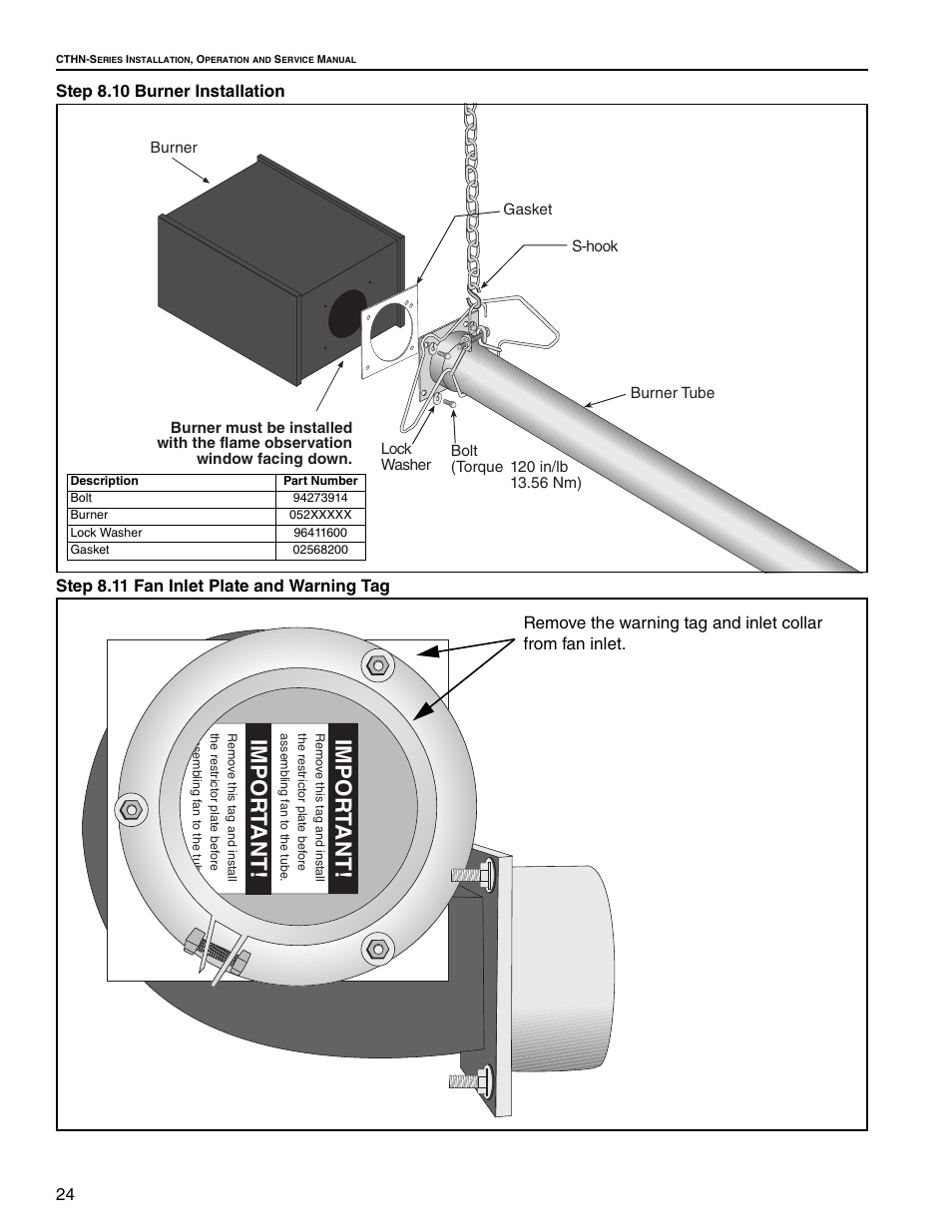 Impor tant! impor tant | Roberts Gorden VANTAGE NP CTHN-125 User Manual | Page 30 / 48