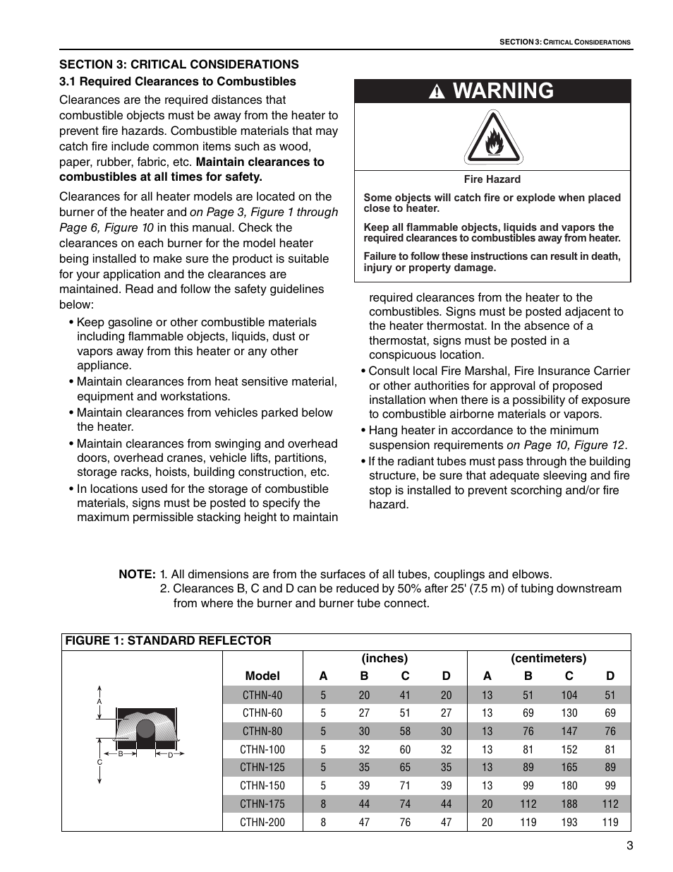 Warning | Roberts Gorden VANTAGE NP CTHN-125 User Manual | Page 9 / 48