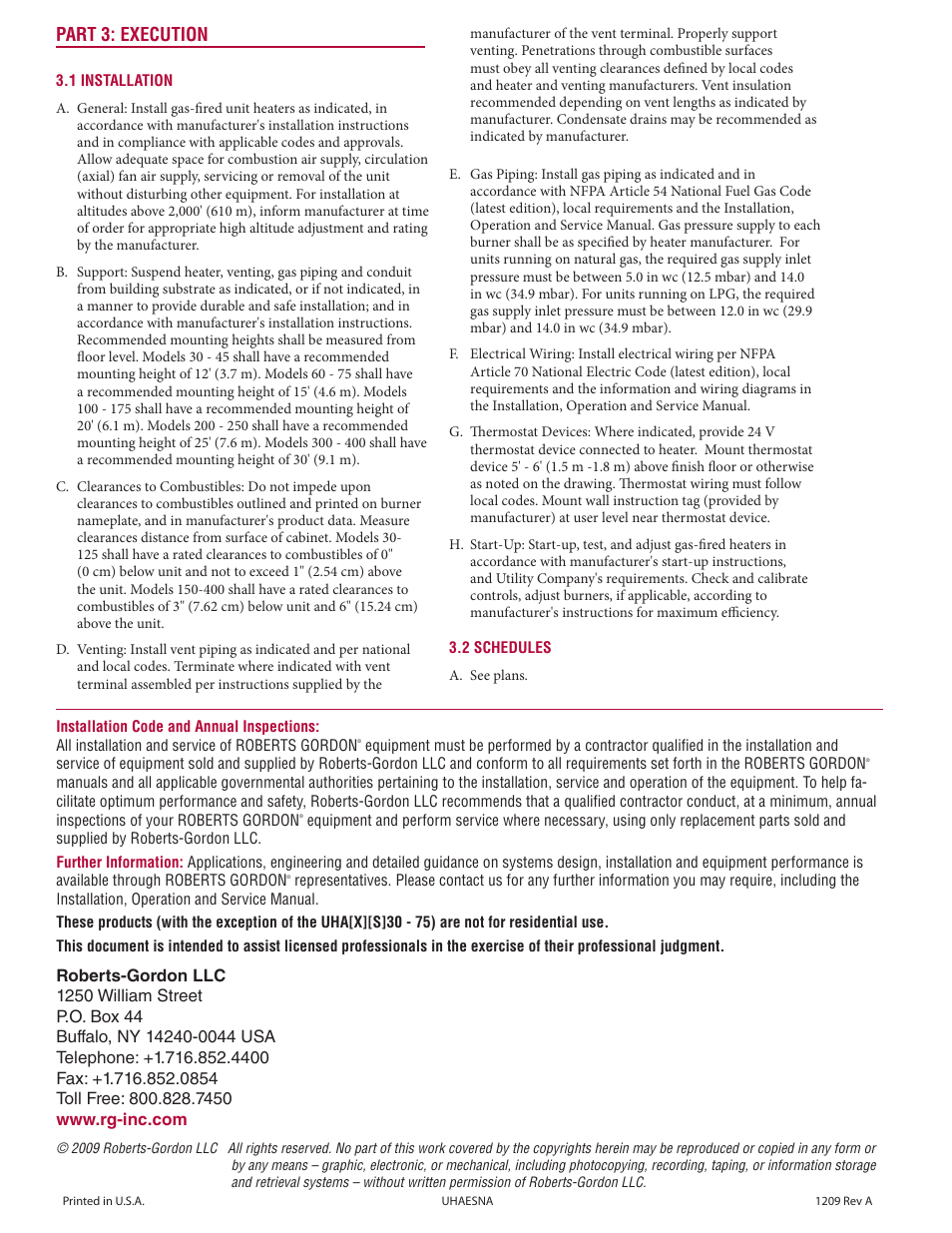 Part 3: execution | Roberts Gorden Combat WHA XS Series User Manual | Page 4 / 4