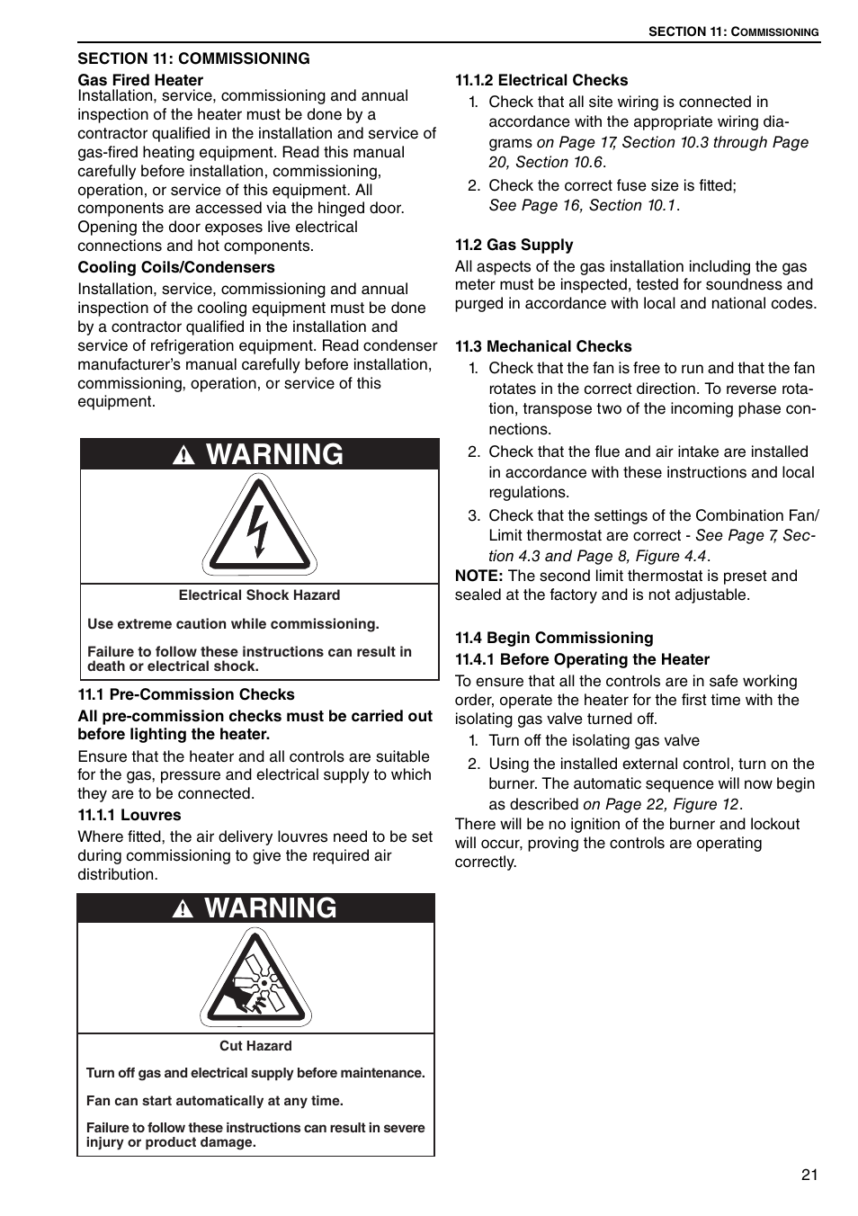 Section 11: commissioning, Warning | Roberts Gorden DUAL AIR DAT90 User Manual | Page 27 / 52