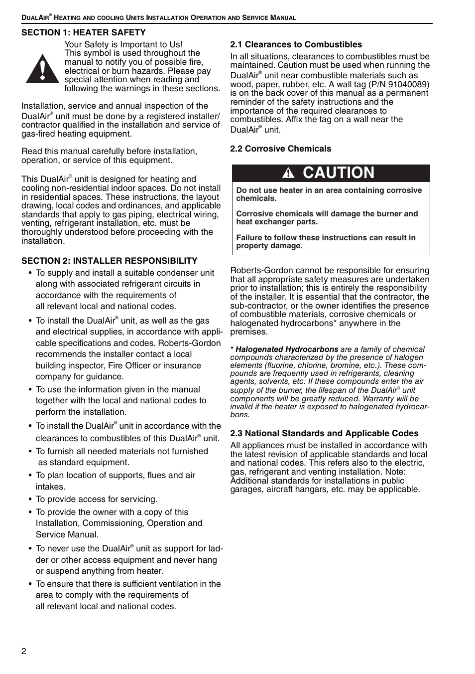 Caution | Roberts Gorden DUAL AIR DAT90 User Manual | Page 8 / 52