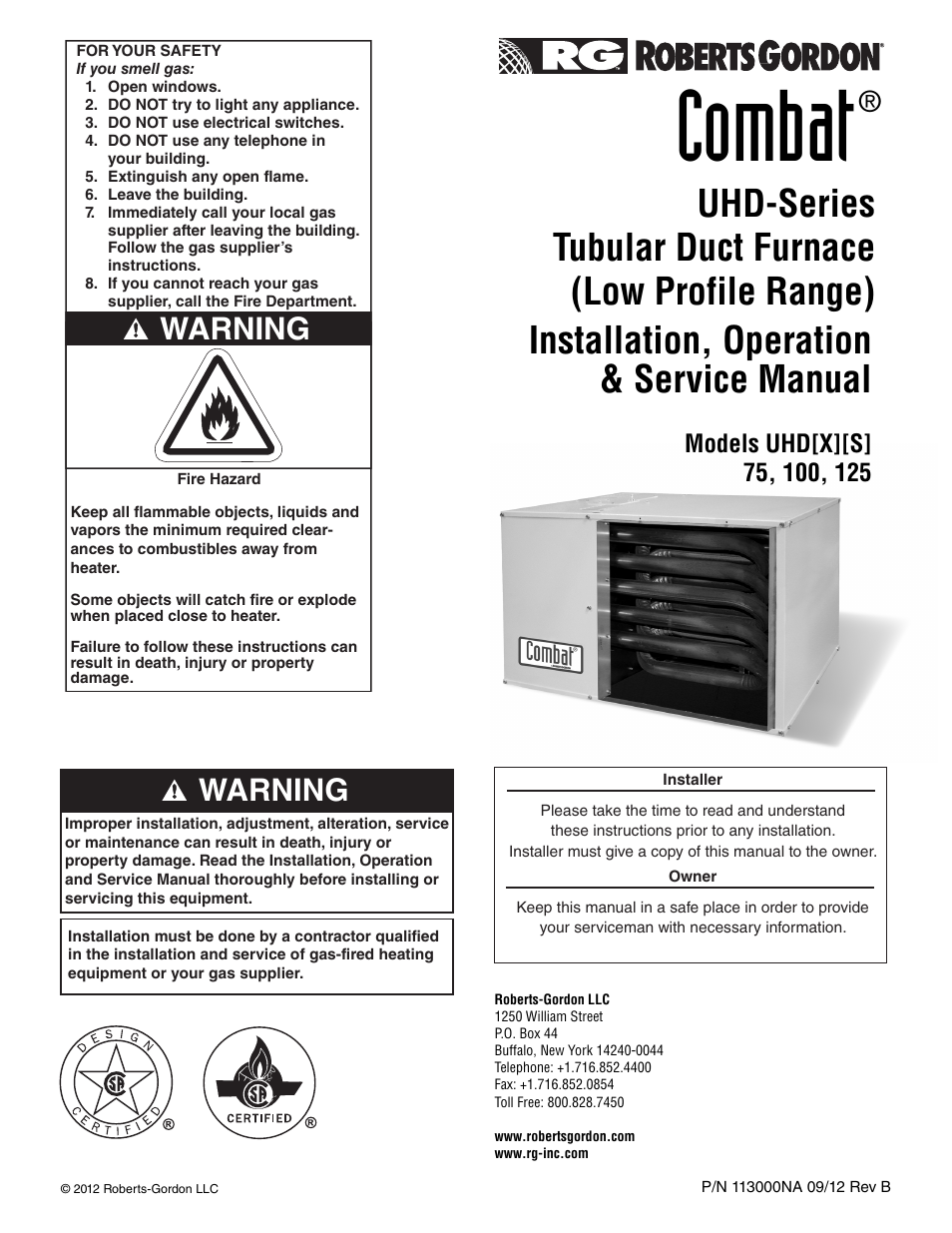 Roberts Gorden 125 User Manual | 60 pages
