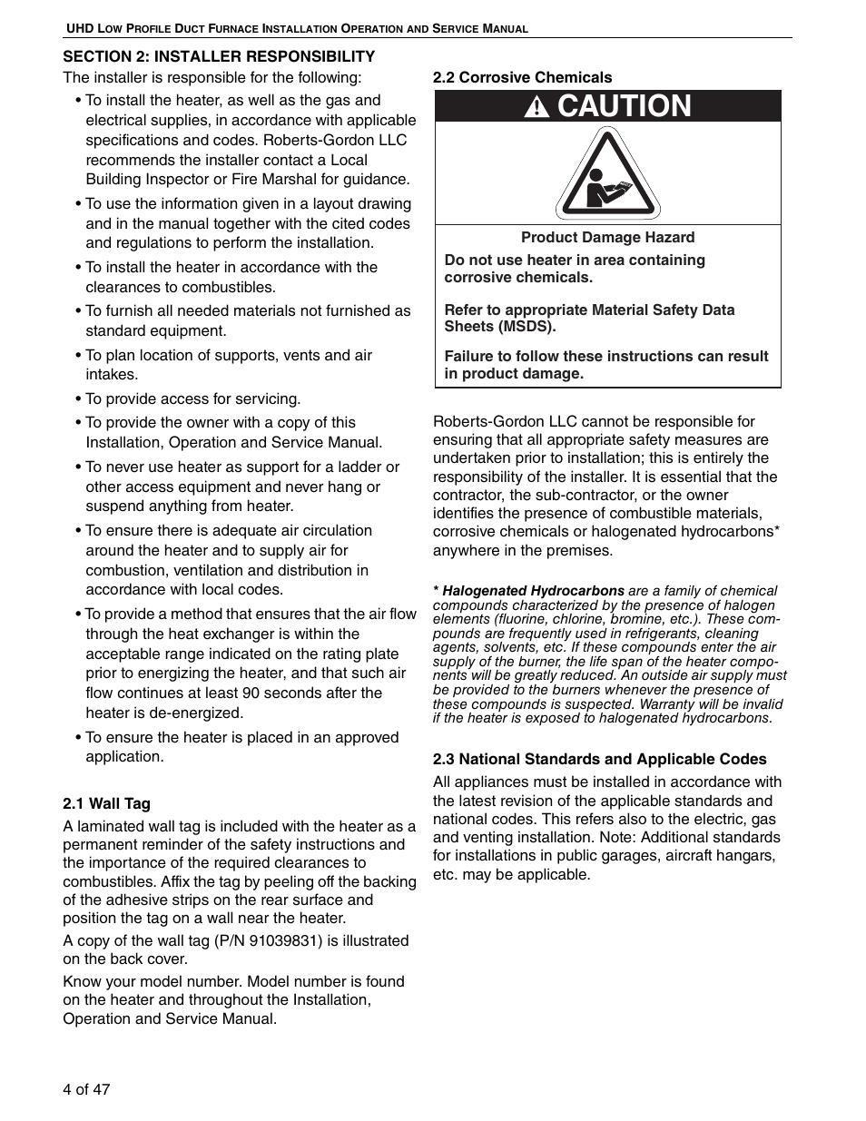 Caution | Roberts Gorden 125 User Manual | Page 12 / 60
