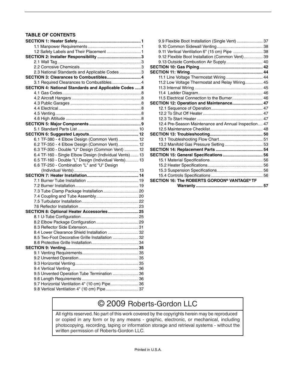 Roberts-gordon llc | Roberts Gorden Vantage TF TF-300 User Manual | Page 3 / 20