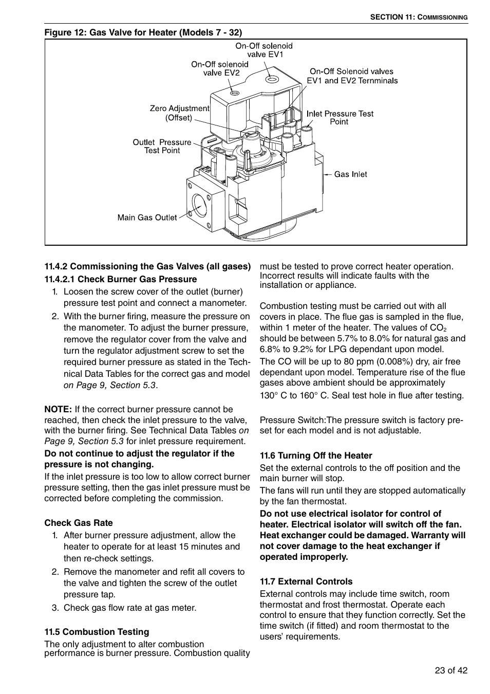 Figure 12: gas valve for heater (models 7 - 32) | Roberts Gorden Compact Tubular Unit Heaters CTCU 27 User Manual | Page 29 / 50