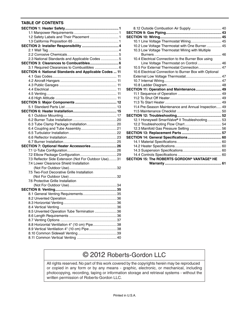 Roberts Gorden Low Intensity Unitary Heater Designed for Harsh Environments HE-40 User Manual | Page 3 / 72