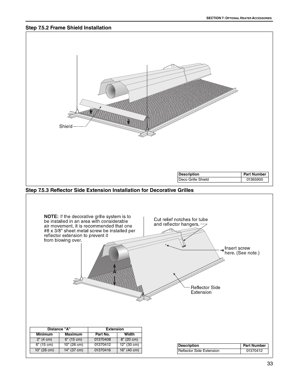 Step 7.5.2 frame shield installation | Roberts Gorden Low Intensity Unitary Heater Designed for Harsh Environments HE-40 User Manual | Page 39 / 72