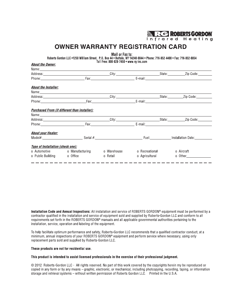 Roberts Gorden Low Intensity Unitary Heater Designed for Harsh Environments HE-40 User Manual | Page 69 / 72