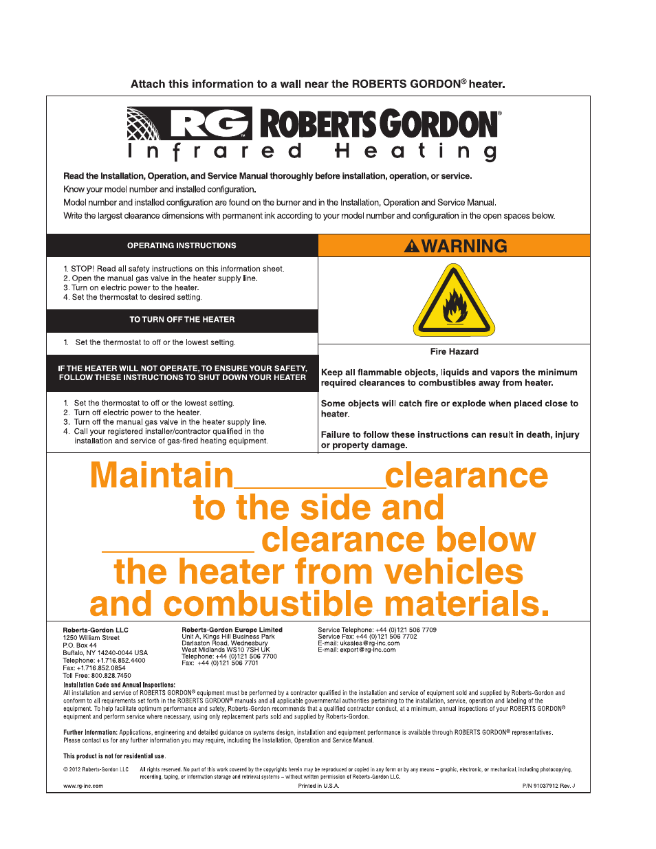 Roberts Gorden Low Intensity Unitary Heater Designed for Harsh Environments HE-40 User Manual | Page 72 / 72