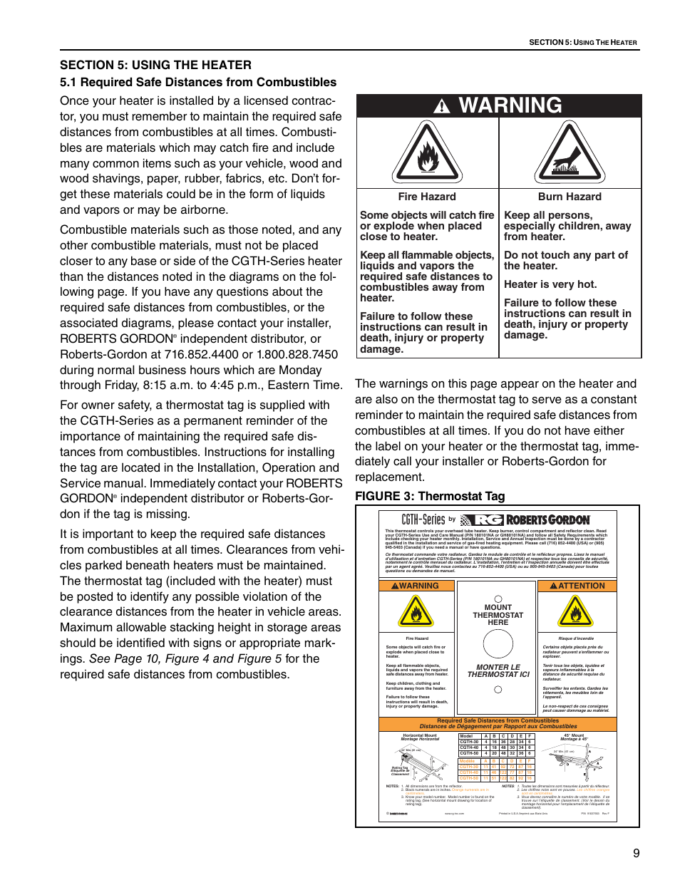 Warning, Cgth-series | Roberts Gorden CGTH-30 User Manual | Page 15 / 30