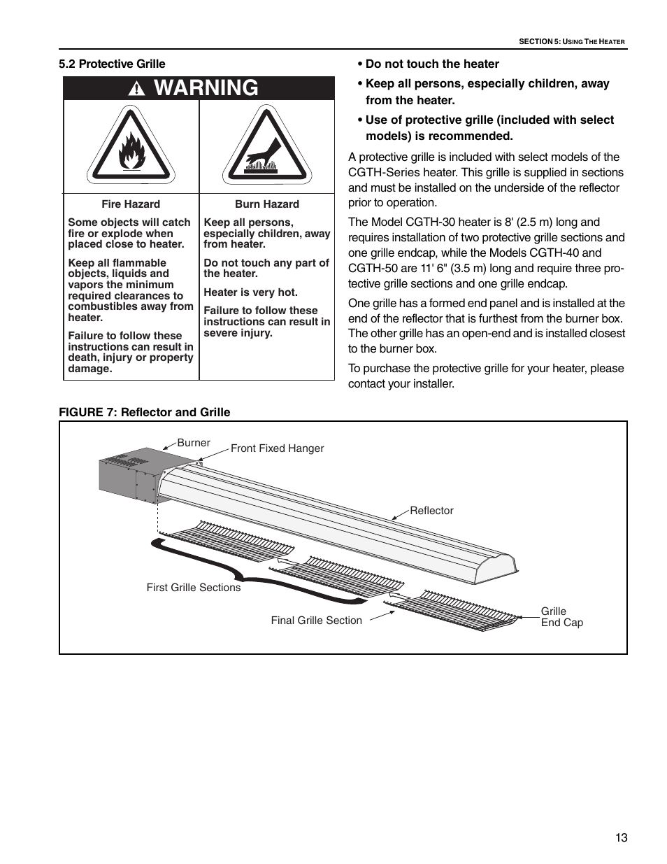 Warning | Roberts Gorden CGTH-30 User Manual | Page 19 / 30