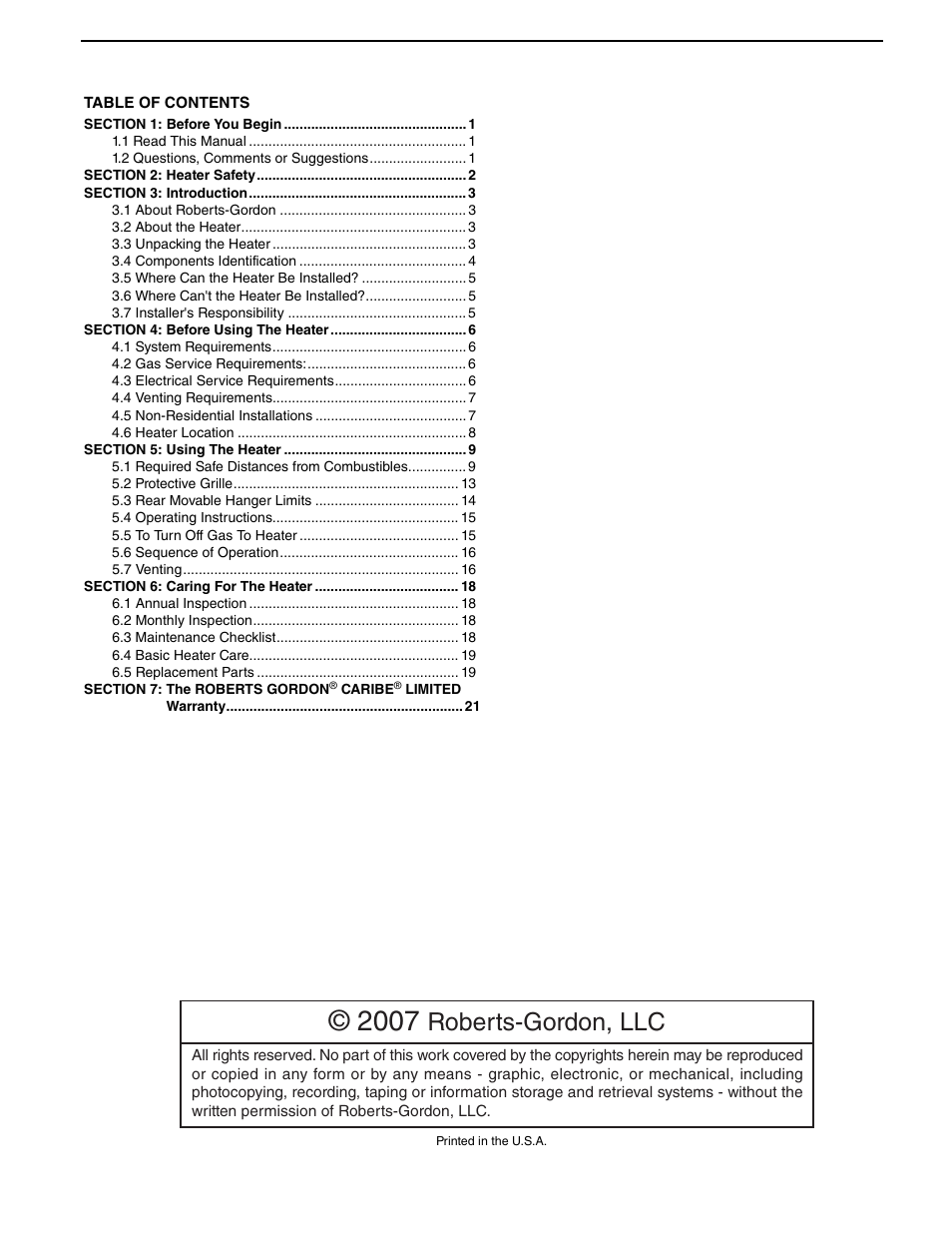 Roberts-gordon, llc | Roberts Gorden CGTH-30 User Manual | Page 3 / 30