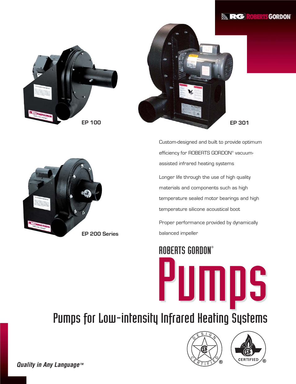Roberts Gorden EP 100 User Manual | 2 pages