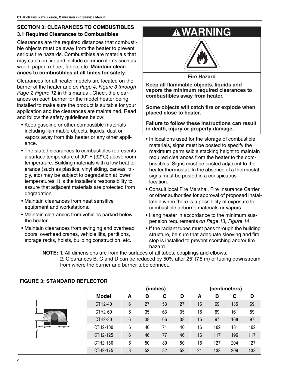 Warning | Roberts Gorden VANTAGE II CTH2-40 User Manual | Page 10 / 68