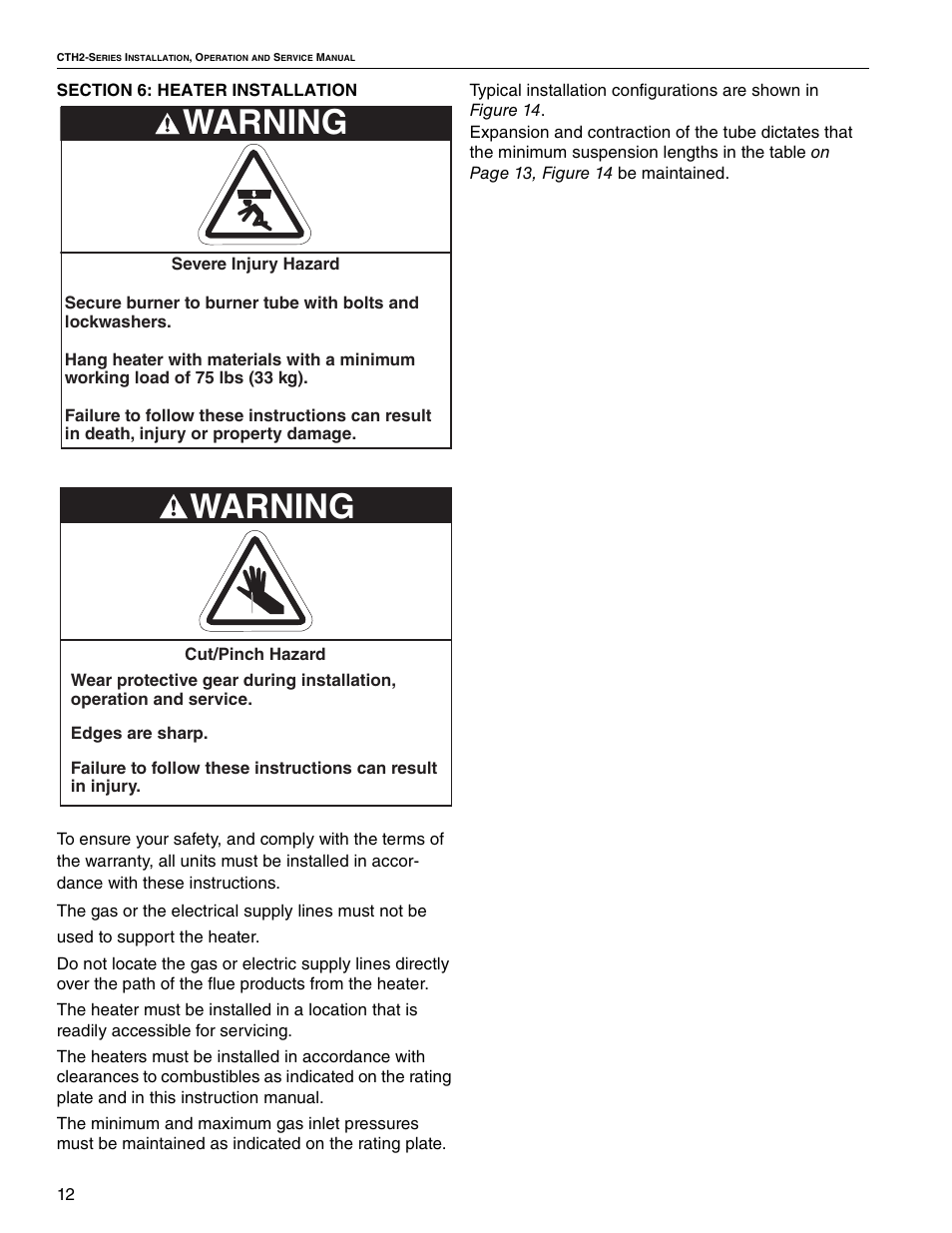 Warning | Roberts Gorden VANTAGE II CTH2-40 User Manual | Page 18 / 68