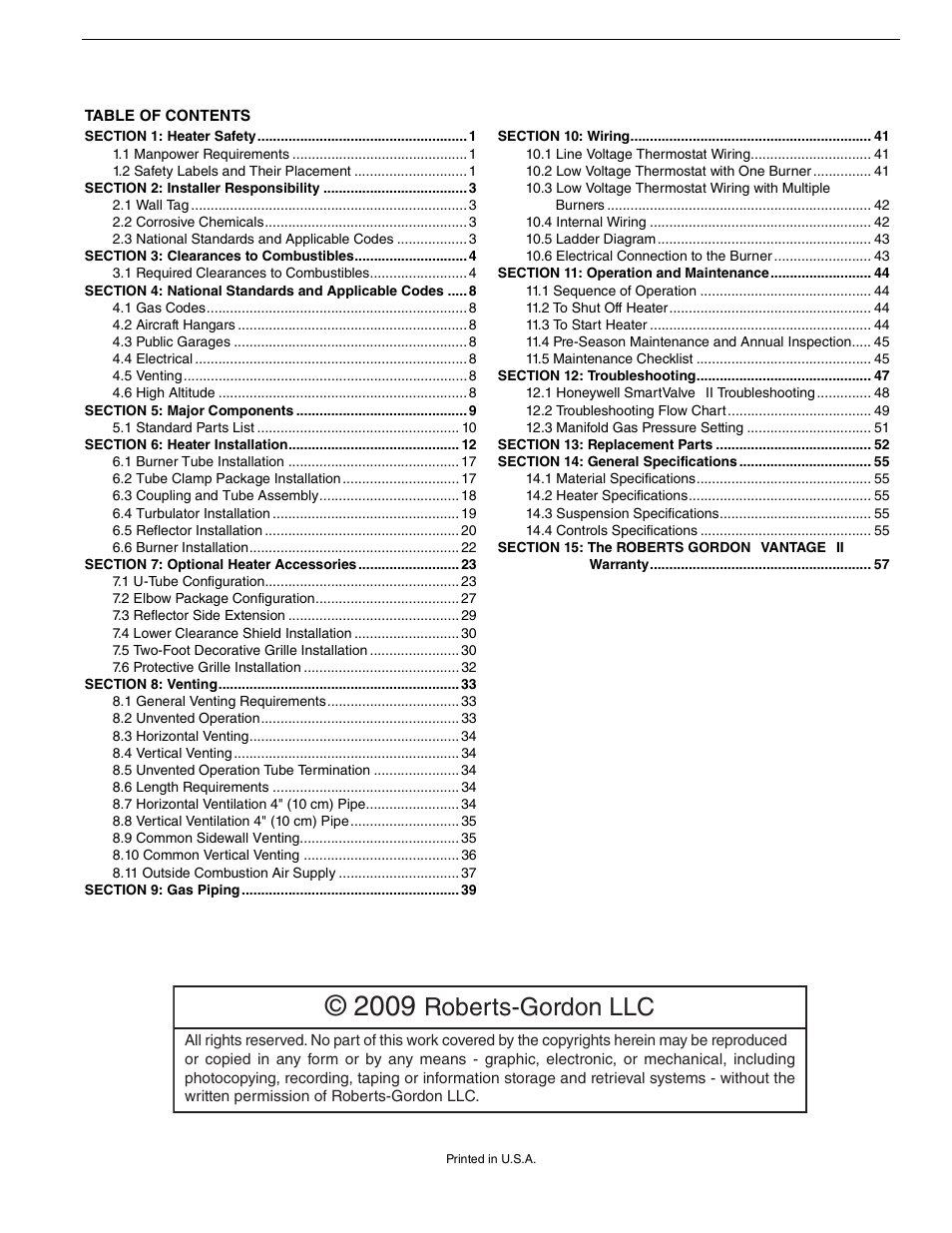 Roberts-gordon llc | Roberts Gorden VANTAGE II CTH2-40 User Manual | Page 3 / 68