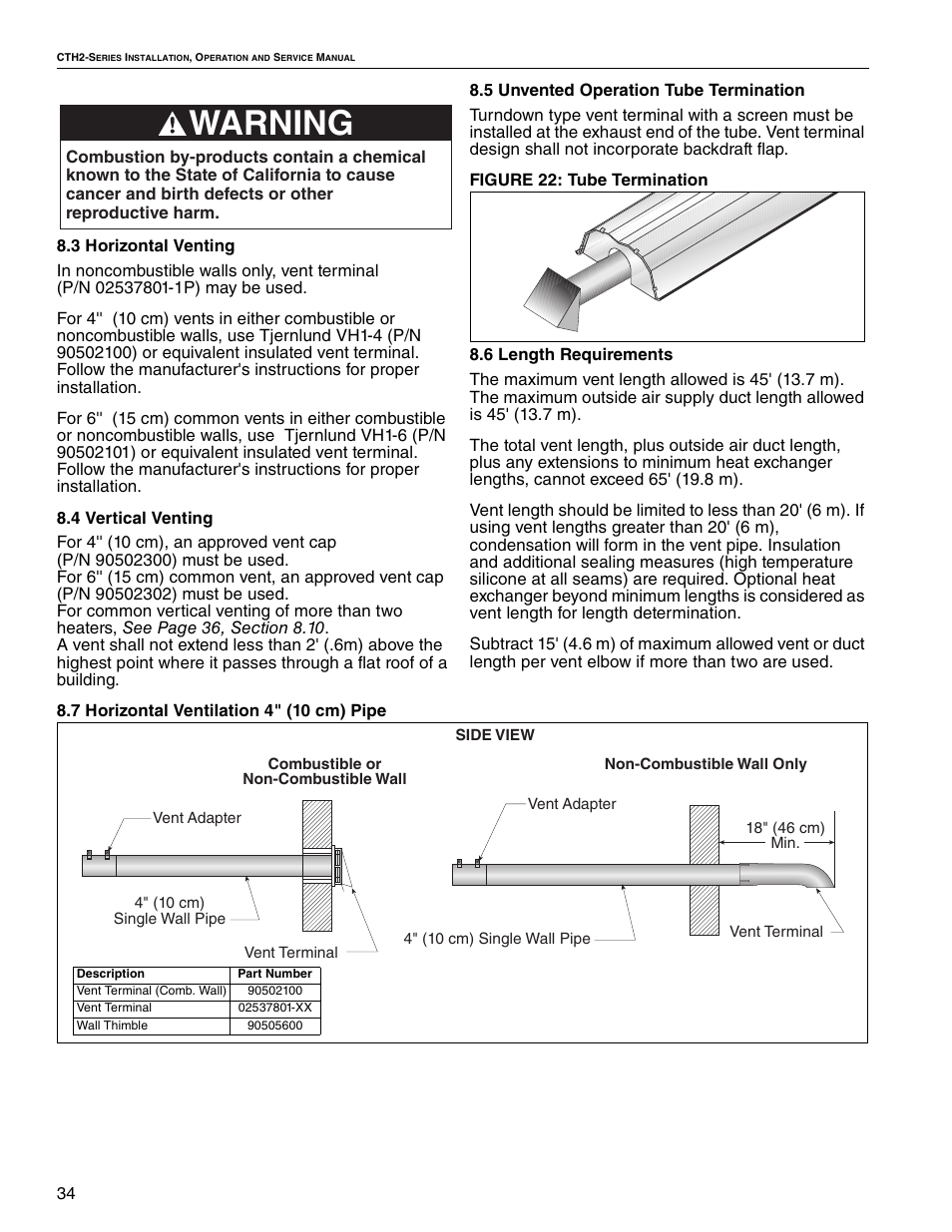 Warning | Roberts Gorden VANTAGE II CTH2-40 User Manual | Page 40 / 68