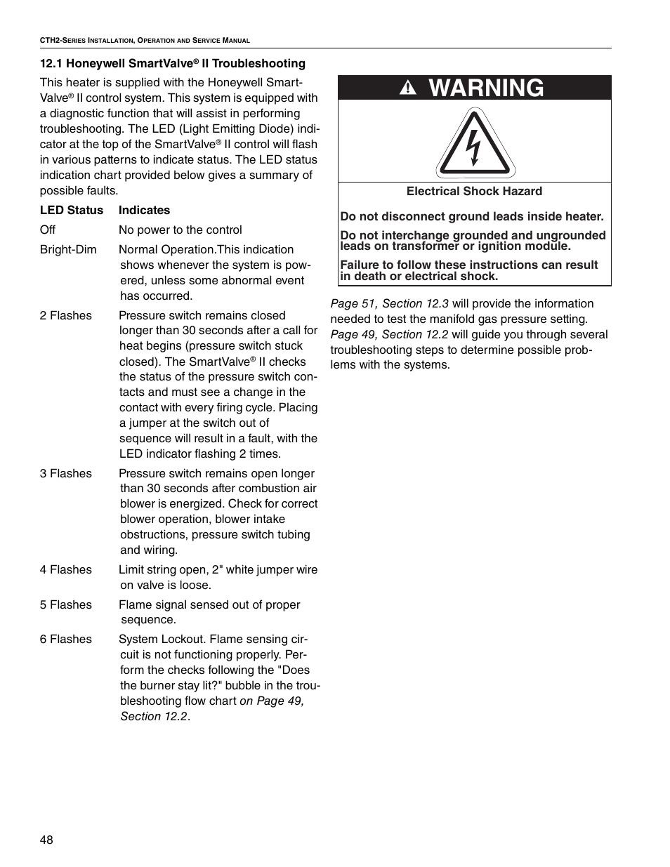 Warning | Roberts Gorden VANTAGE II CTH2-40 User Manual | Page 54 / 68