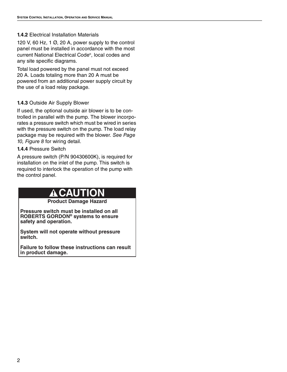 Caution | Roberts Gorden System Control HP 208 V 3 User Manual | Page 8 / 24