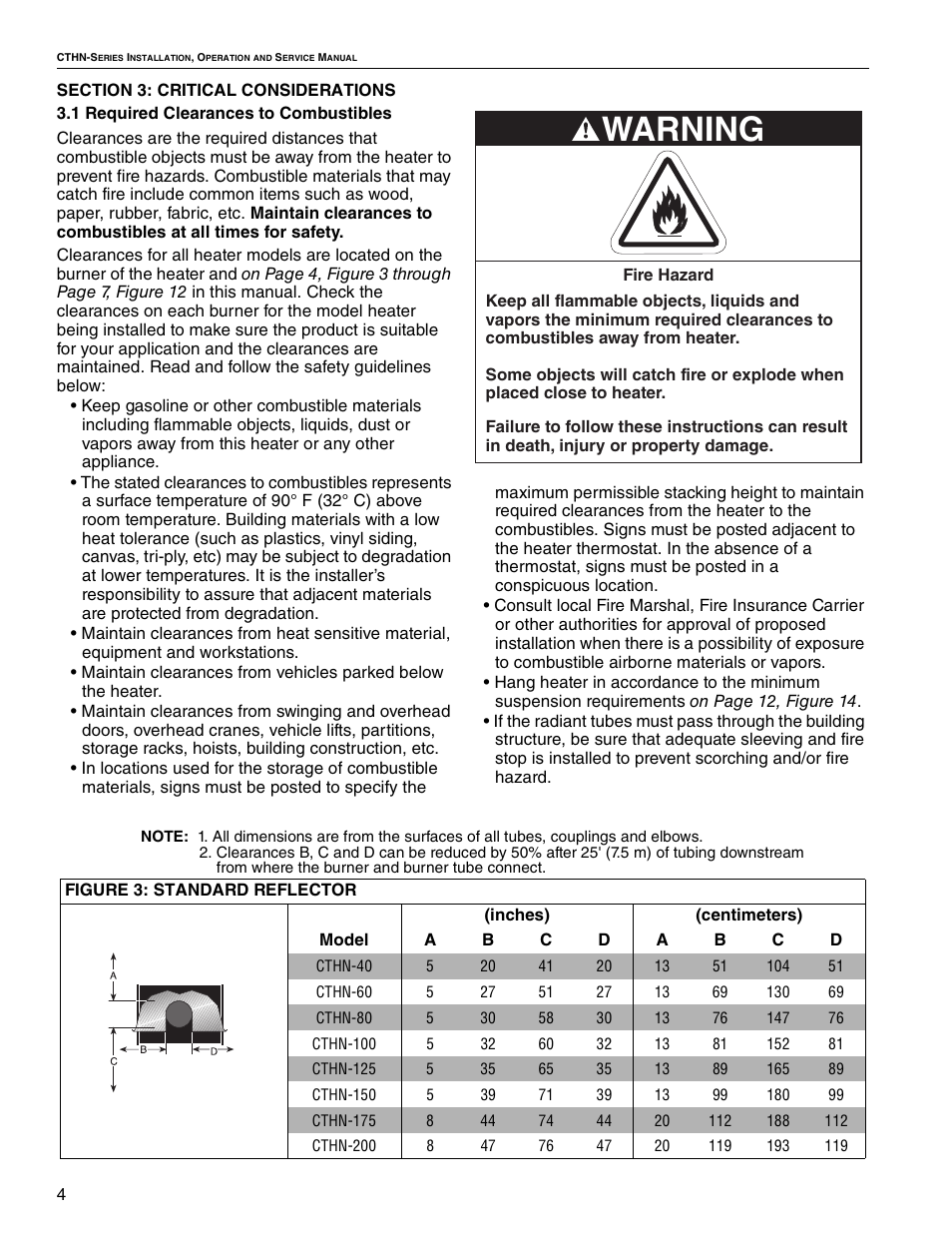 Warning | Roberts Gorden VANTAGE NP CTHN-200 User Manual | Page 10 / 30