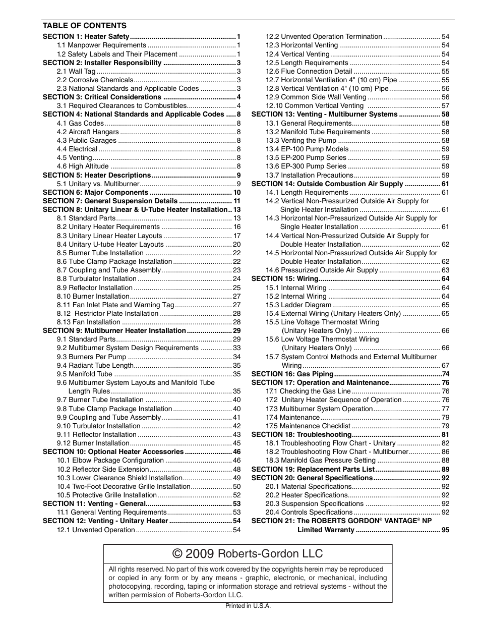 Roberts-gordon llc | Roberts Gorden VANTAGE NP CTHN-200 User Manual | Page 3 / 30