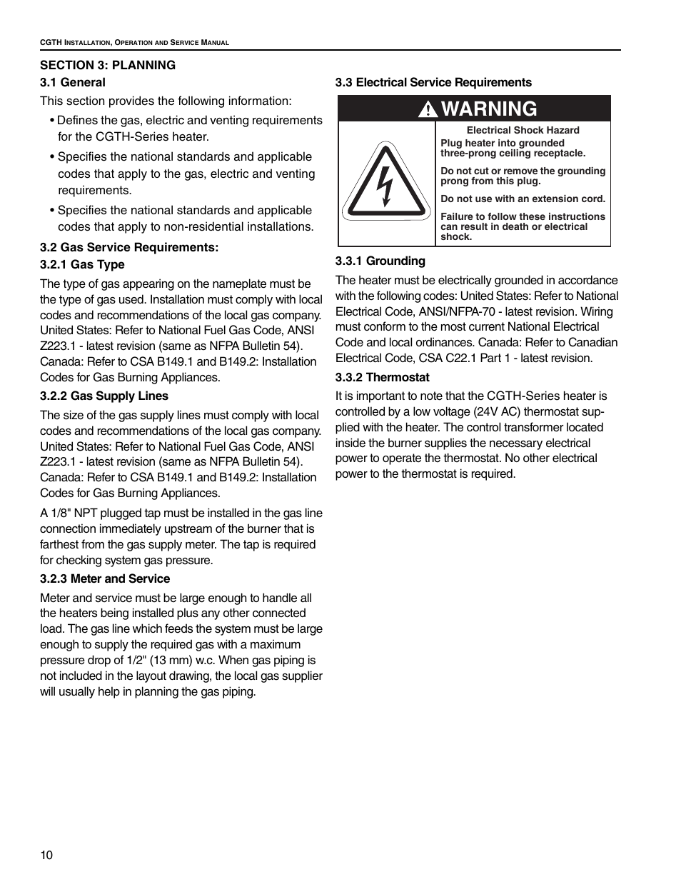 Warning | Roberts Gorden Caribe CGTH-50 User Manual | Page 16 / 58