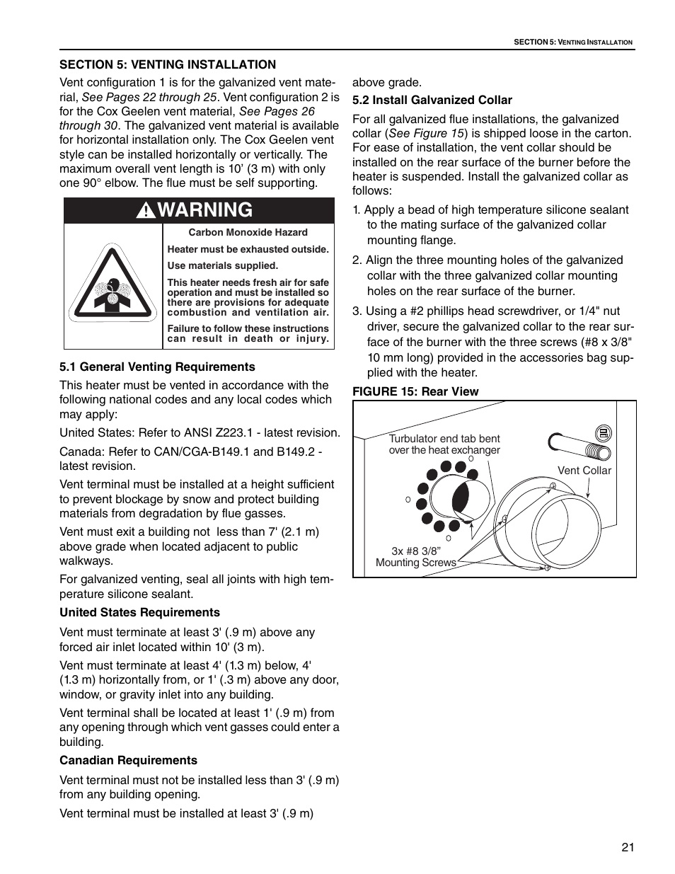 Warning | Roberts Gorden Caribe CGTH-50 User Manual | Page 27 / 58