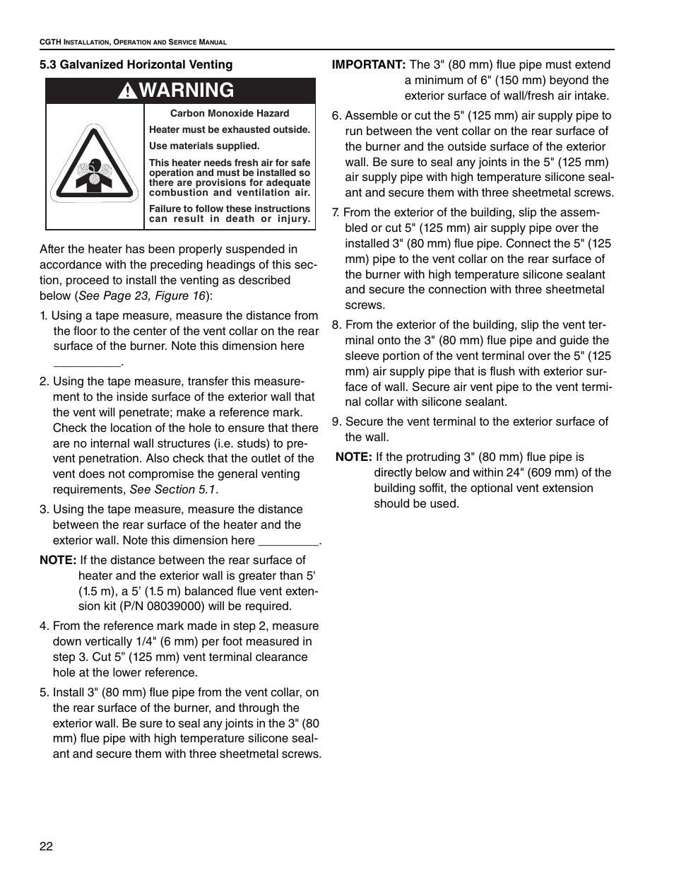 Warning | Roberts Gorden Caribe CGTH-50 User Manual | Page 28 / 58