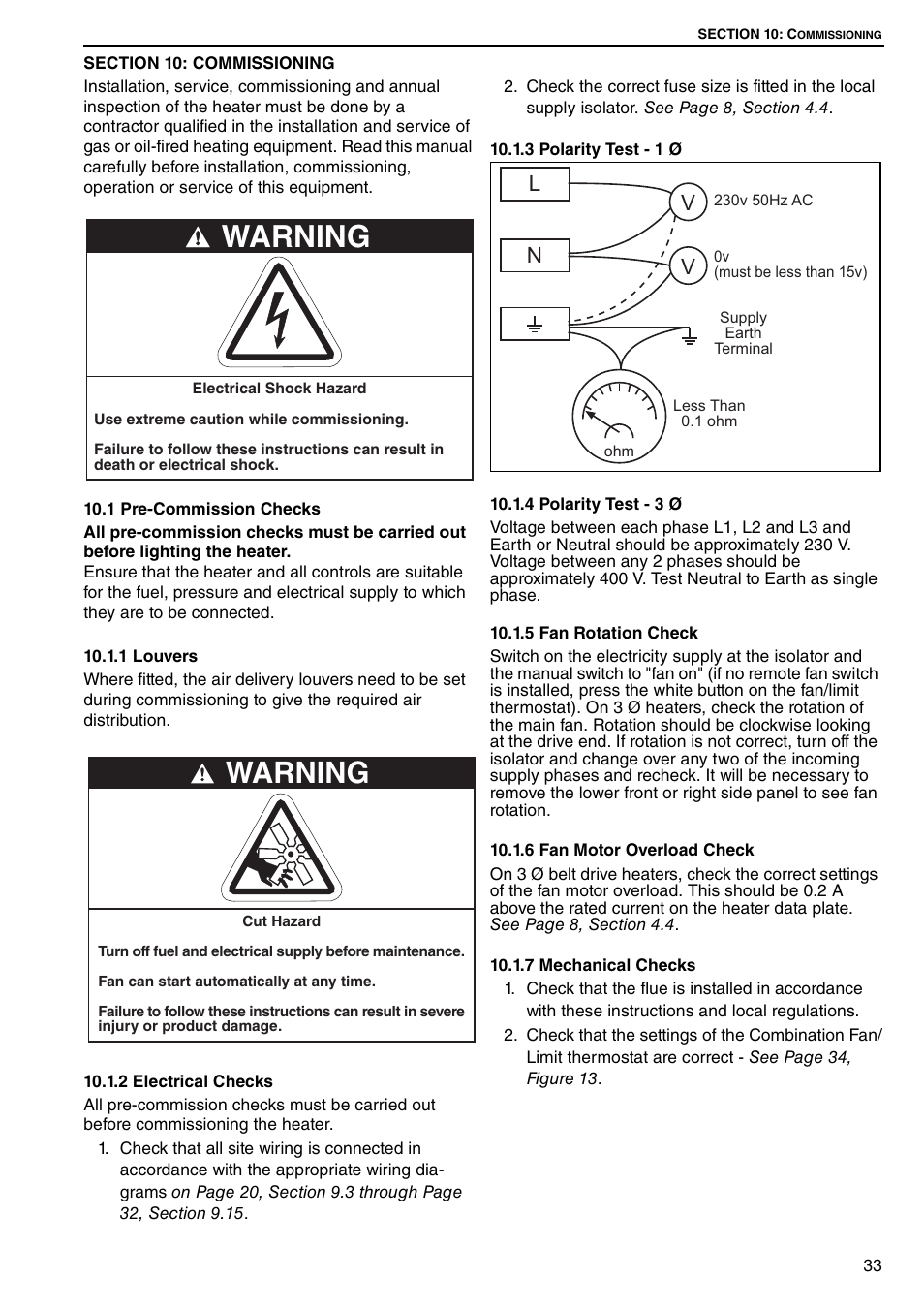 Warning | Roberts Gorden Combat Cabinet Heaters POP-ECA/PGP-ECA 015 to 0100 User Manual | Page 39 / 62
