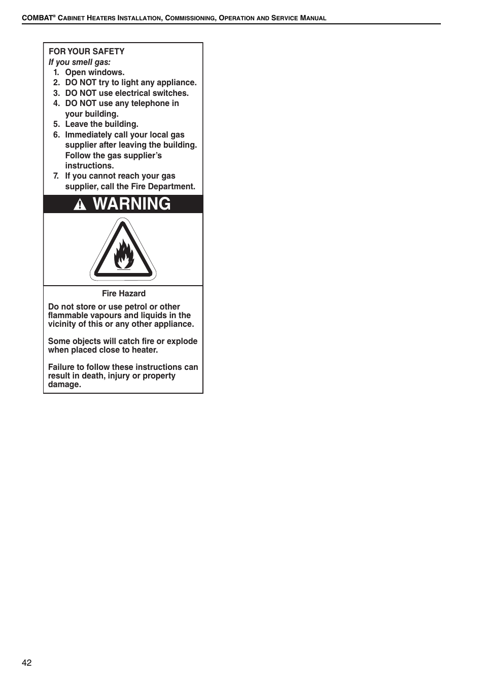 Warning | Roberts Gorden Combat Cabinet Heaters POP-ECA/PGP-ECA 015 to 0100 User Manual | Page 48 / 62