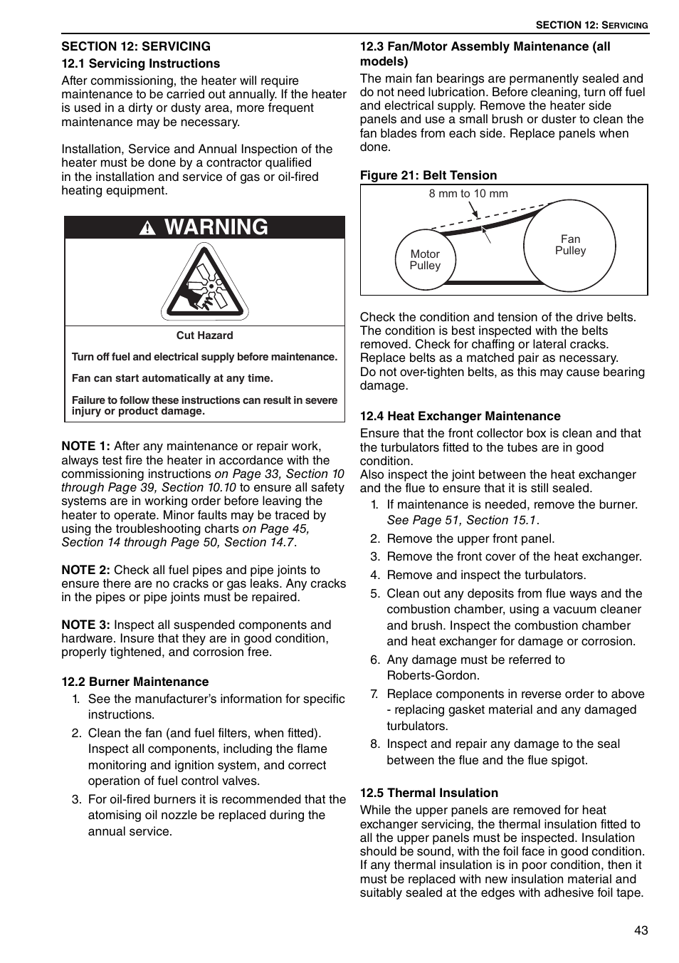 Warning | Roberts Gorden Combat Cabinet Heaters POP-ECA/PGP-ECA 015 to 0100 User Manual | Page 49 / 62