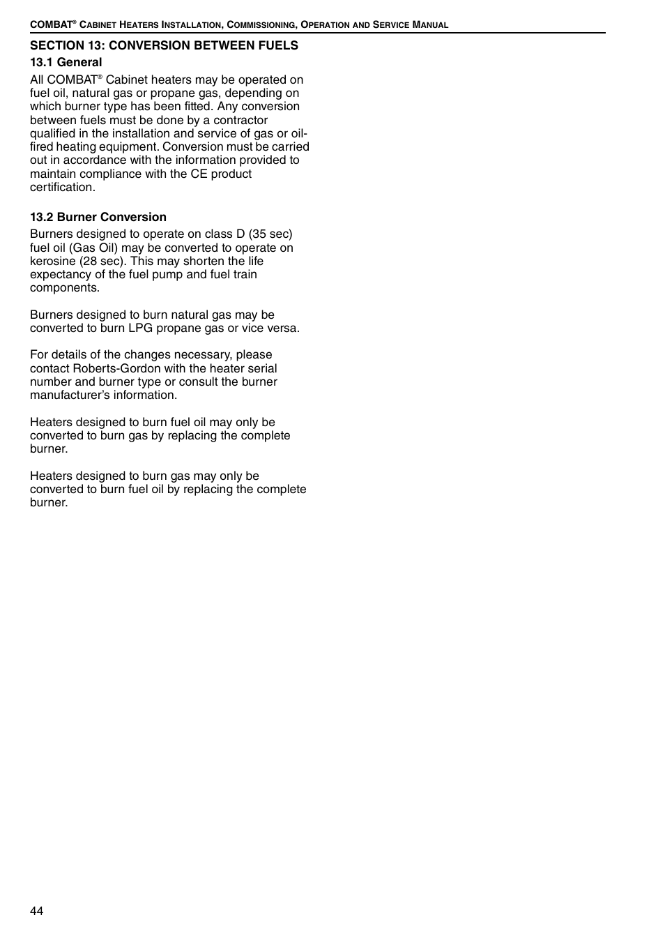 Roberts Gorden Combat Cabinet Heaters POP-ECA/PGP-ECA 015 to 0100 User Manual | Page 50 / 62