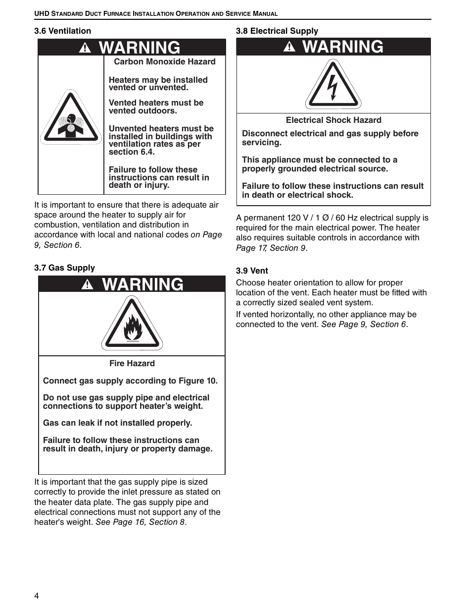 Warning | Roberts Gorden UHD[X][S][R] 150 User Manual | Page 10 / 50