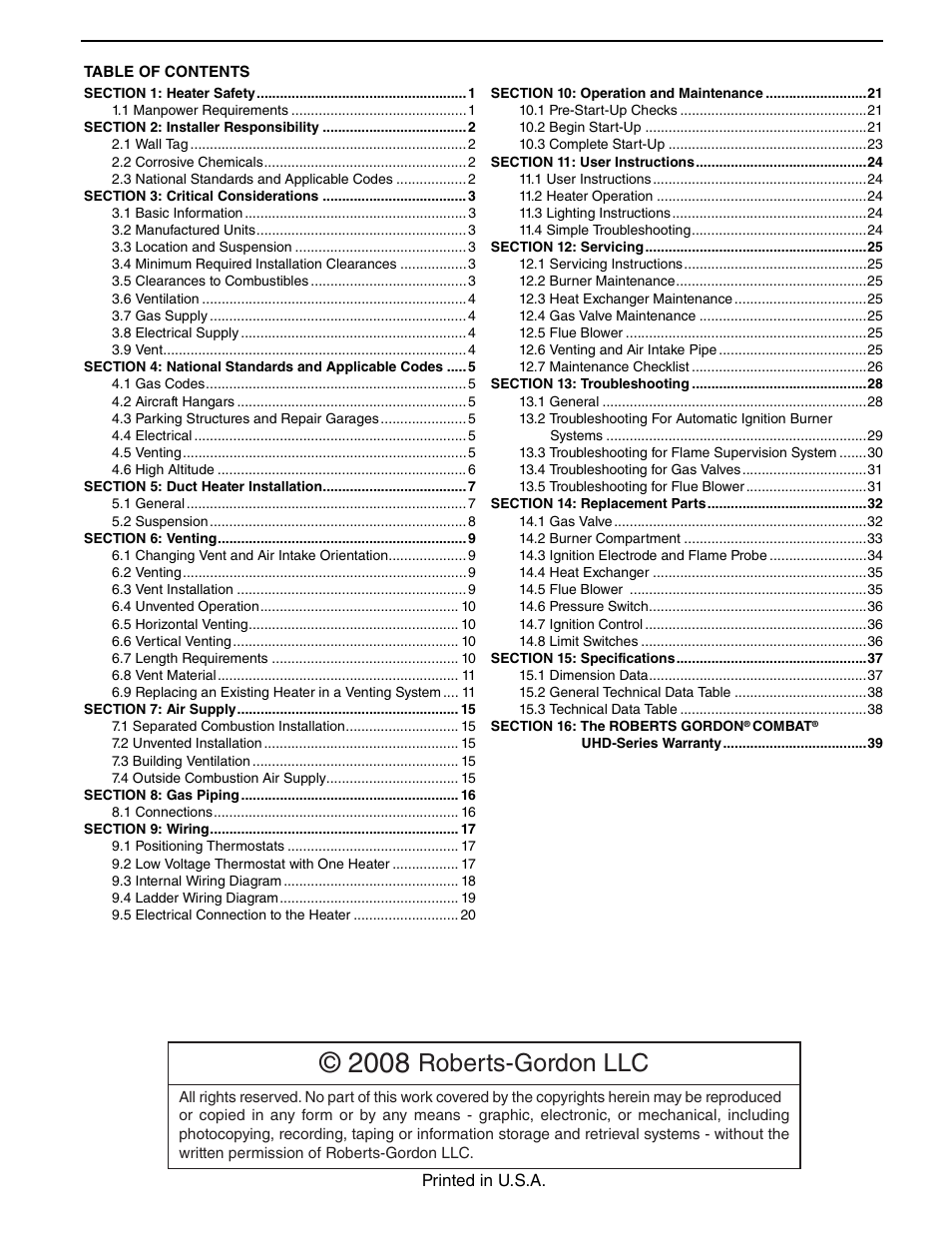 Roberts-gordon llc | Roberts Gorden UHD[X][S][R] 150 User Manual | Page 3 / 50