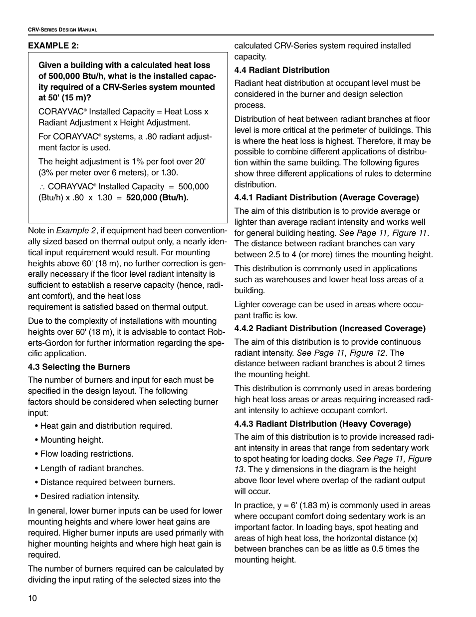 3 selecting the burners 4.4 radiant distribution | Roberts Gorden CRV-B-9 User Manual | Page 16 / 40