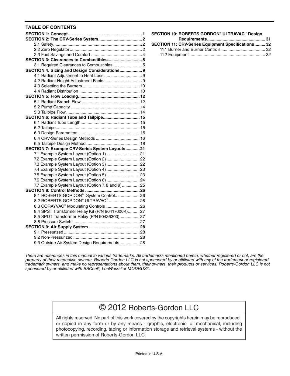 Roberts-gordon llc | Roberts Gorden CRV-B-9 User Manual | Page 3 / 40