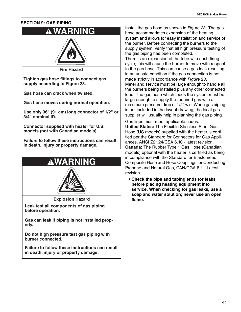 Warning | Roberts Gorden Linear Heater User Manual | Page 27 / 50