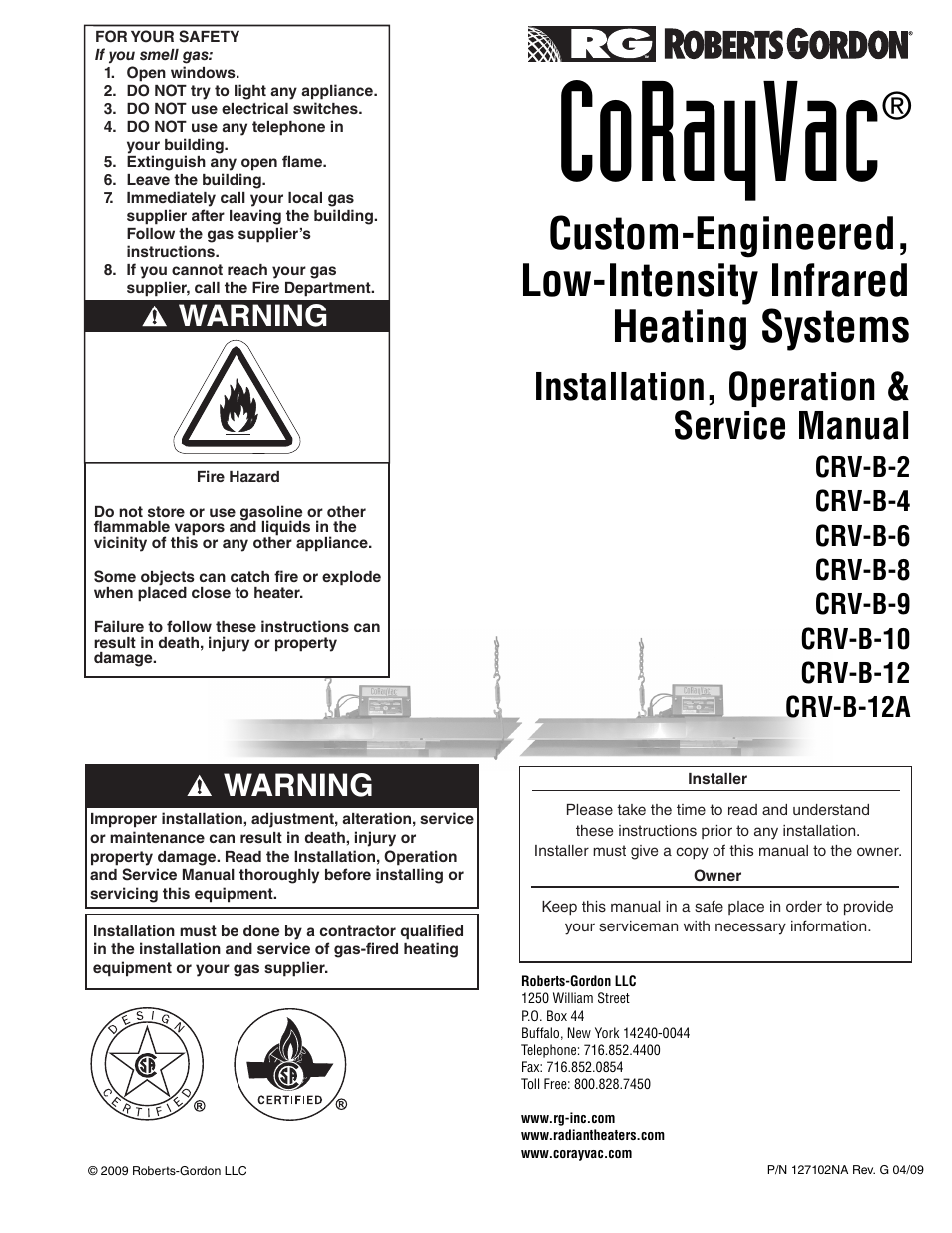 Roberts Gorden CoRayVac CRV-B-6 User Manual | 78 pages