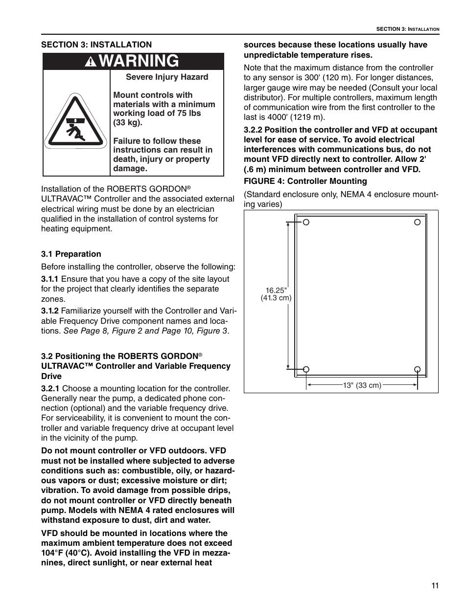 Warning | Roberts Gorden UltraVac NEMA 4 User Manual | Page 17 / 48