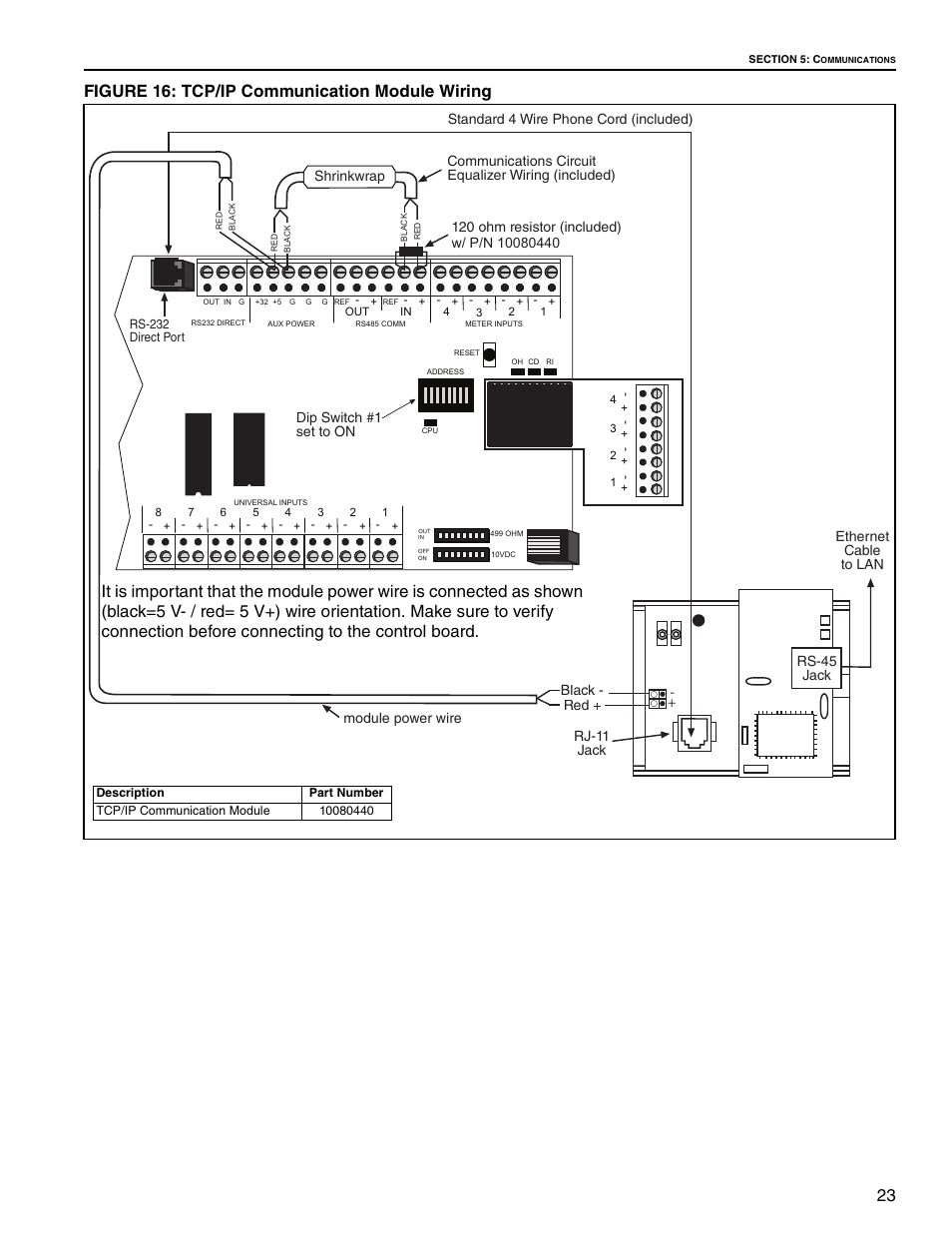23 figure 16: tcp/ip communication module wiring | Roberts Gorden UltraVac NEMA 4 User Manual | Page 29 / 48