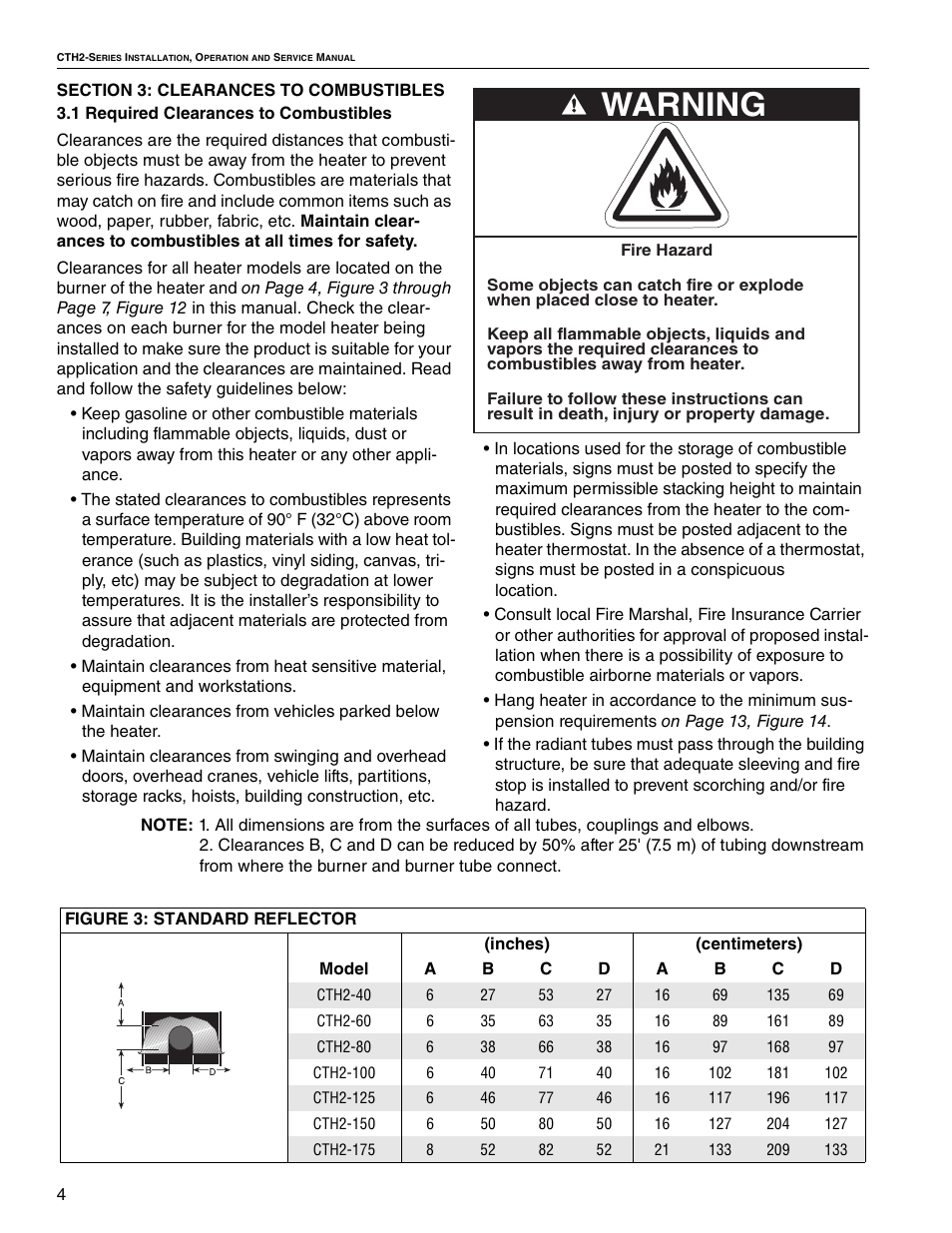 Warning | Roberts Gorden VANTAGE II CTH2-80 User Manual | Page 10 / 32