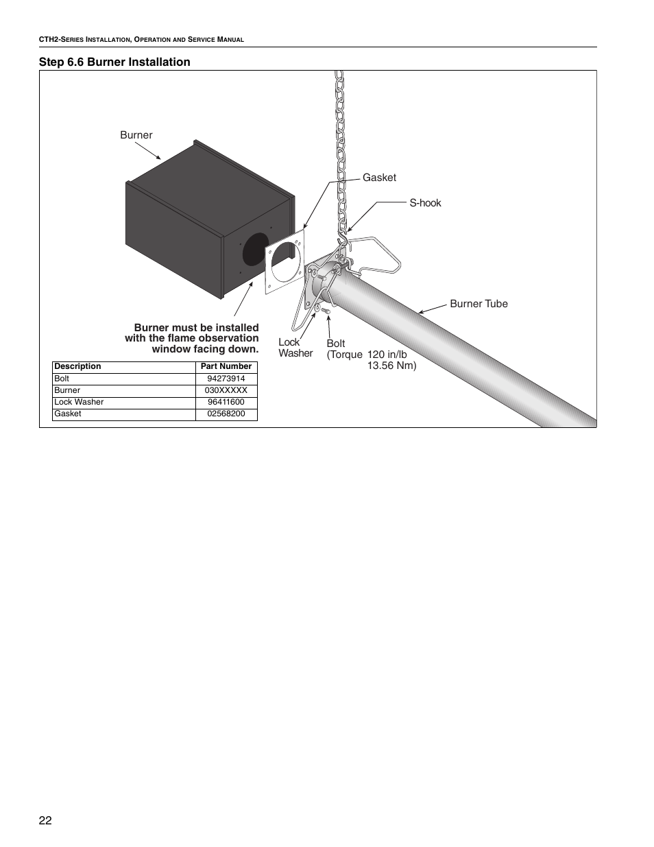 22 step 6.6 burner installation | Roberts Gorden VANTAGE II CTH2-80 User Manual | Page 28 / 32