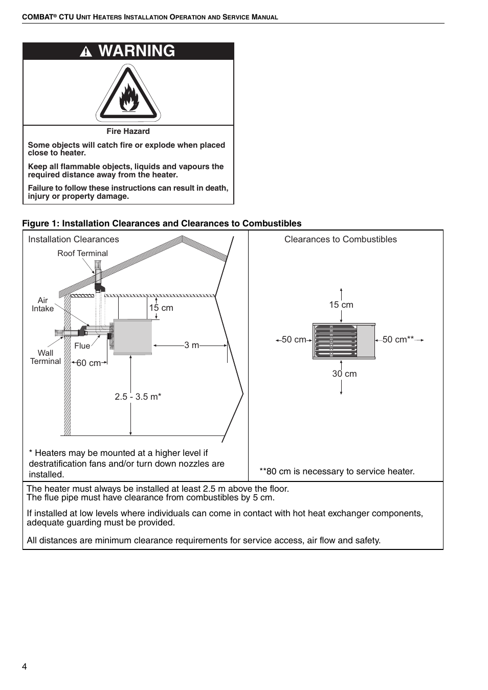 Combustibles, Warning | Roberts Gorden COMBAT CTU 22 TO 115 User Manual | Page 10 / 51
