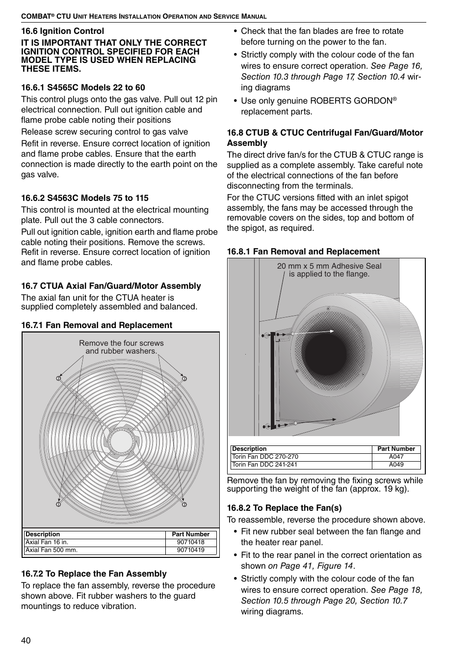 Assembly | Roberts Gorden COMBAT CTU 22 TO 115 User Manual | Page 46 / 51