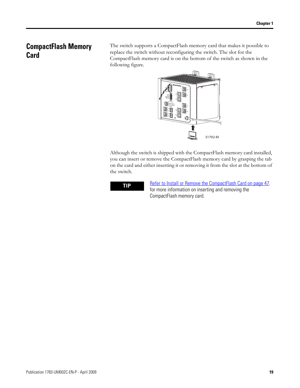 Compactflash memory card | Rockwell Tools STRATIX 8000 ETHERNET 1783-MS10T User Manual | Page 19 / 92