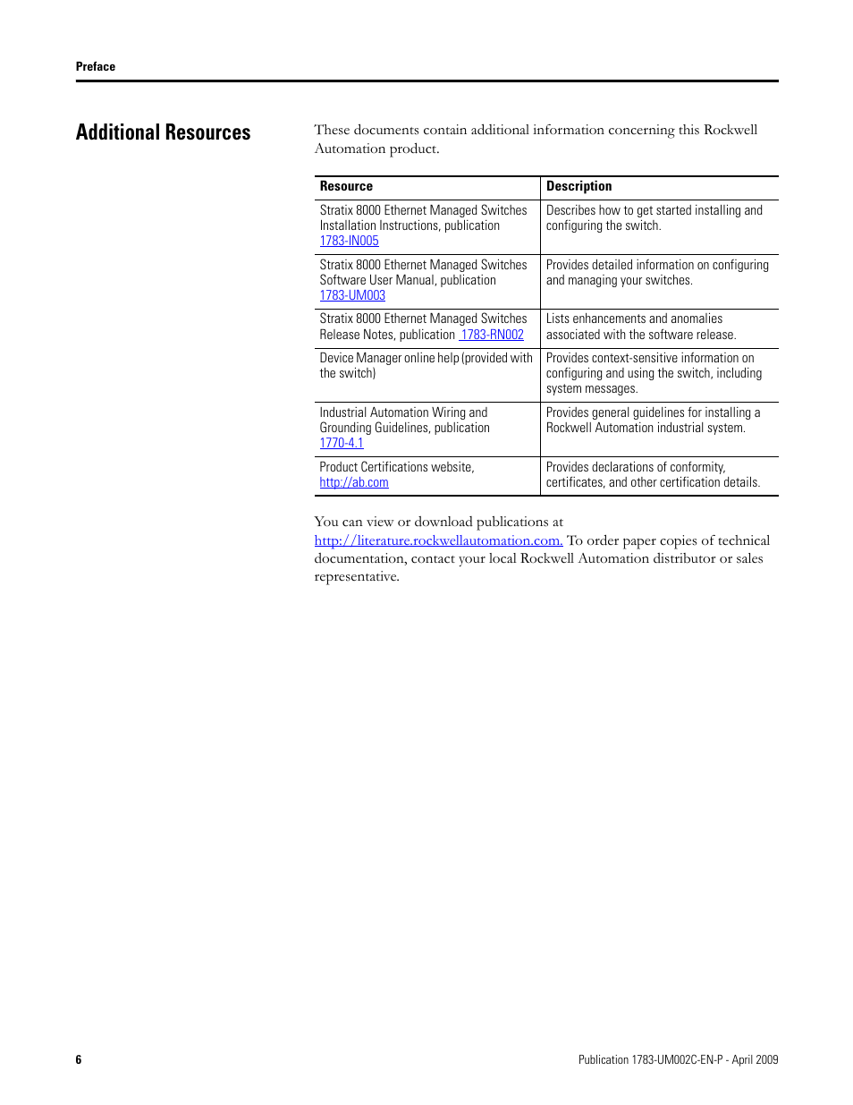 Additional resources | Rockwell Tools STRATIX 8000 ETHERNET 1783-MS10T User Manual | Page 4 / 92