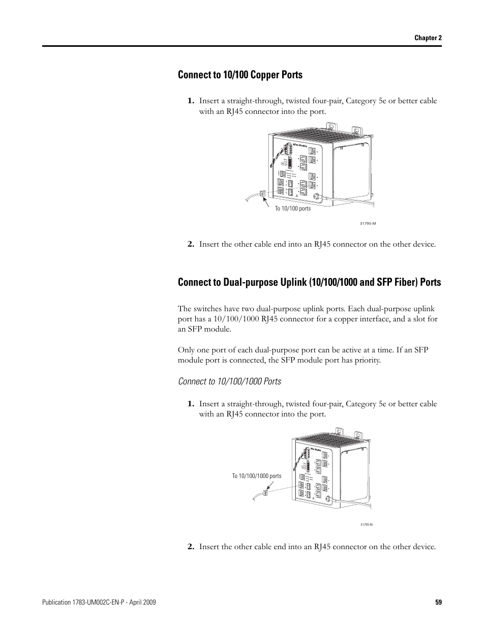 Connect to 10/100 copper ports | Rockwell Tools STRATIX 8000 ETHERNET 1783-MS10T User Manual | Page 59 / 92
